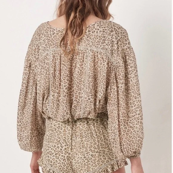 Spell Beige Leopard Print Blouse - Picture 2 of 5